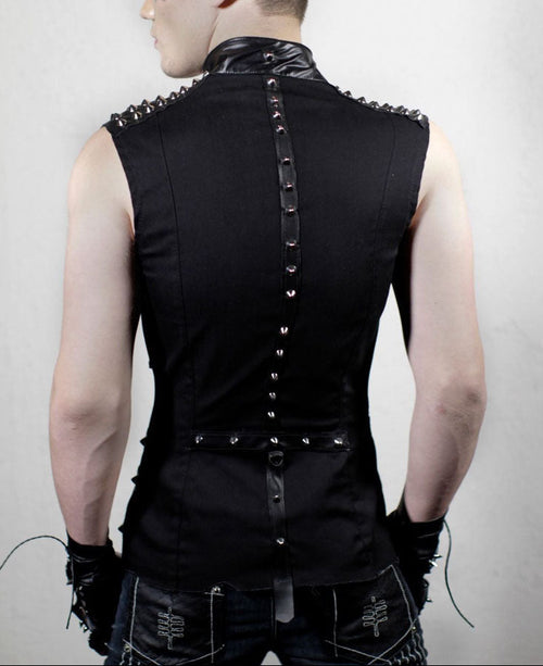 Black Denim Studded Vest