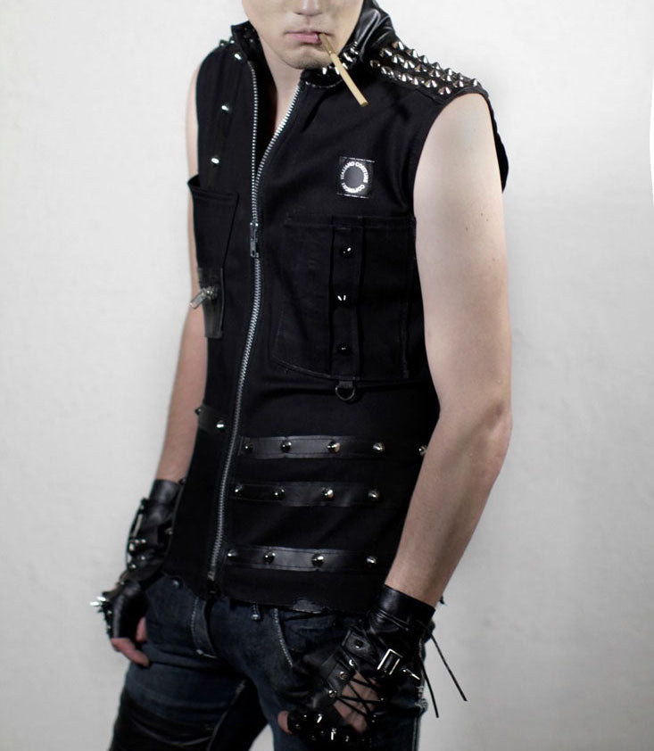 Black Denim Studded Vest