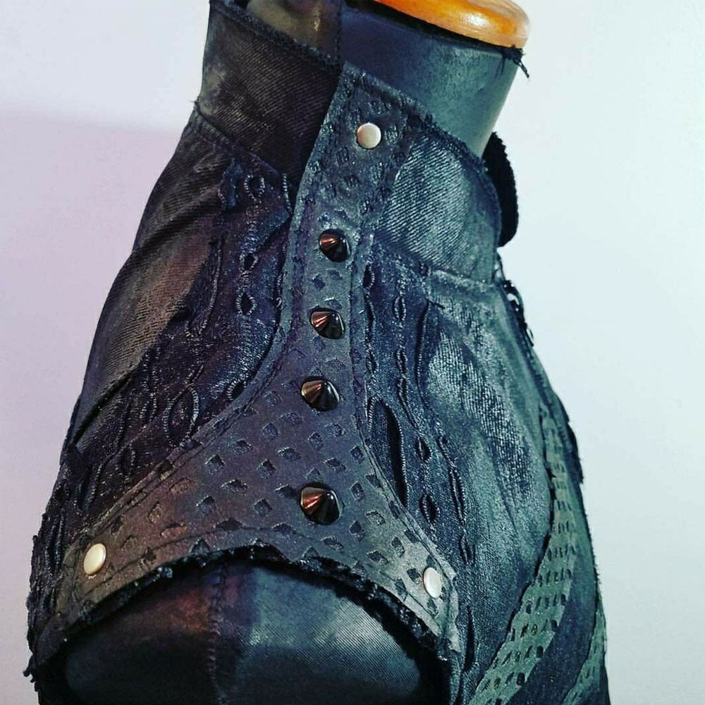 Post Apocalyptic Waxed Black Denim Vest